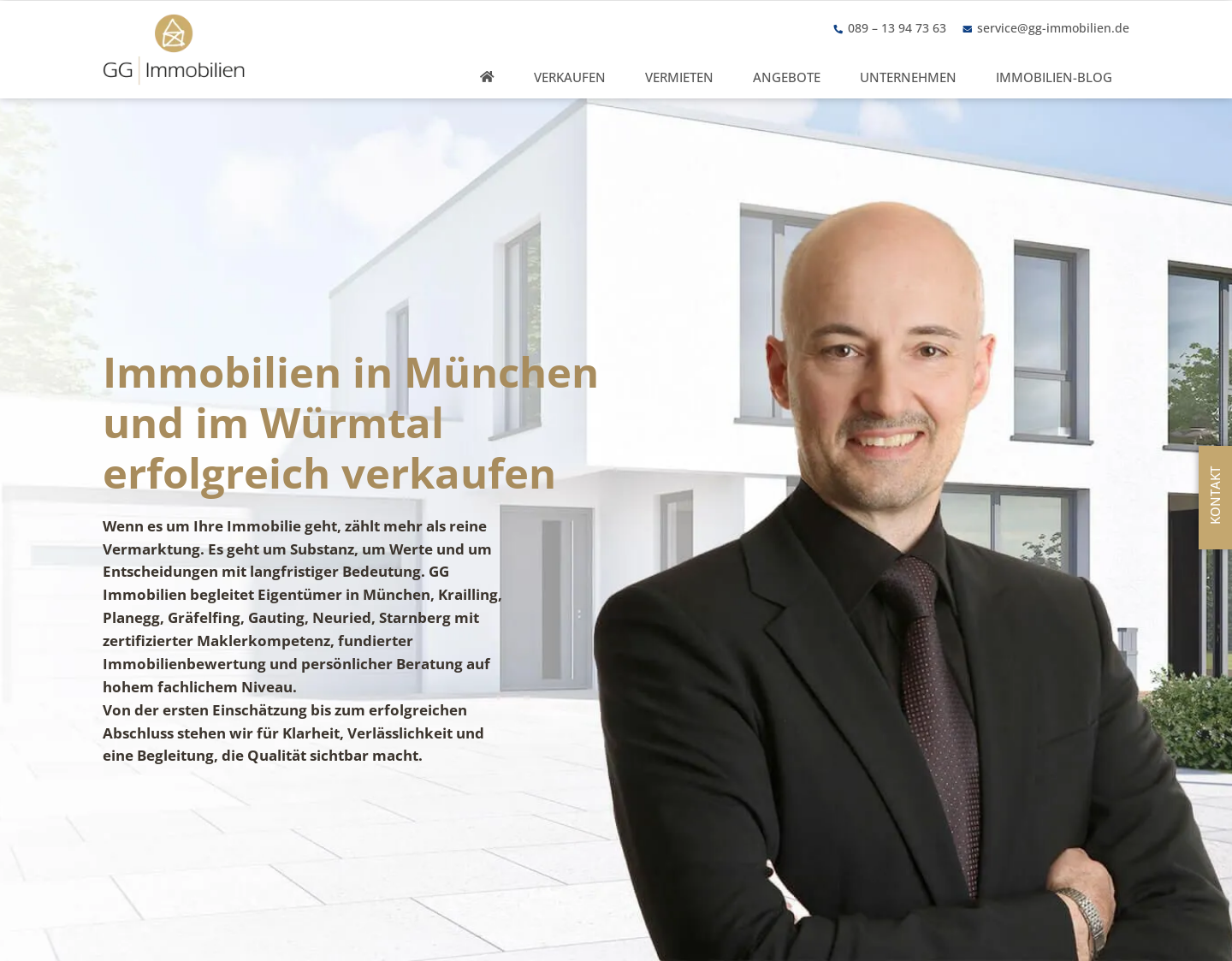 Aktuelle Website-Vorschau von Immobilienmakler mit Zertifikat