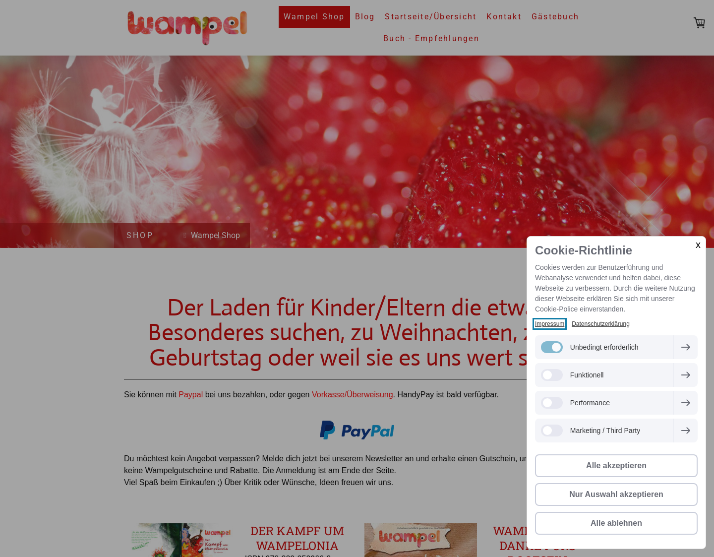 Aktuelle Website-Vorschau von Shop für Kinder und Eltern