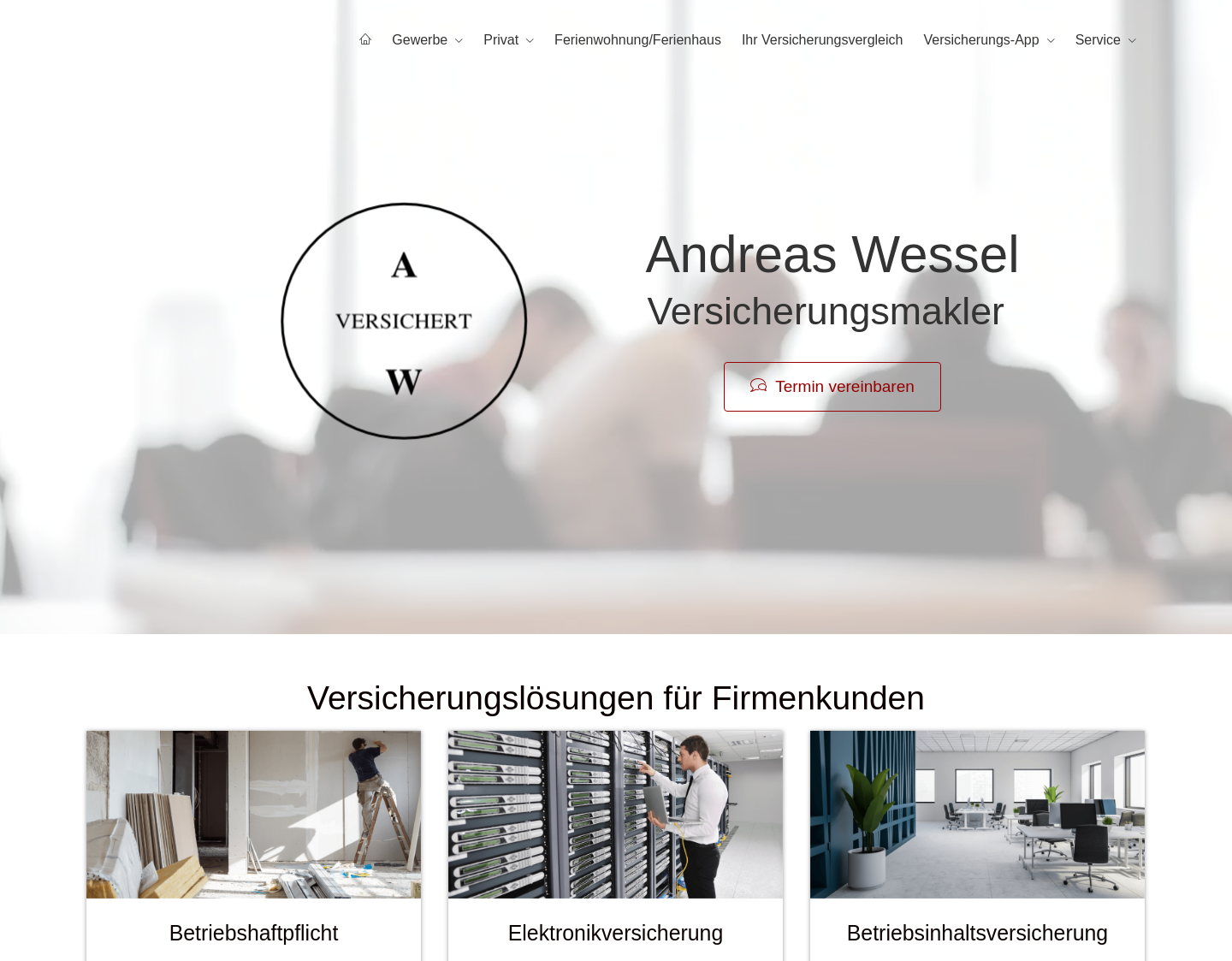 Aktuelle Website-Vorschau von Andreas Wessel Versicherungsmakler