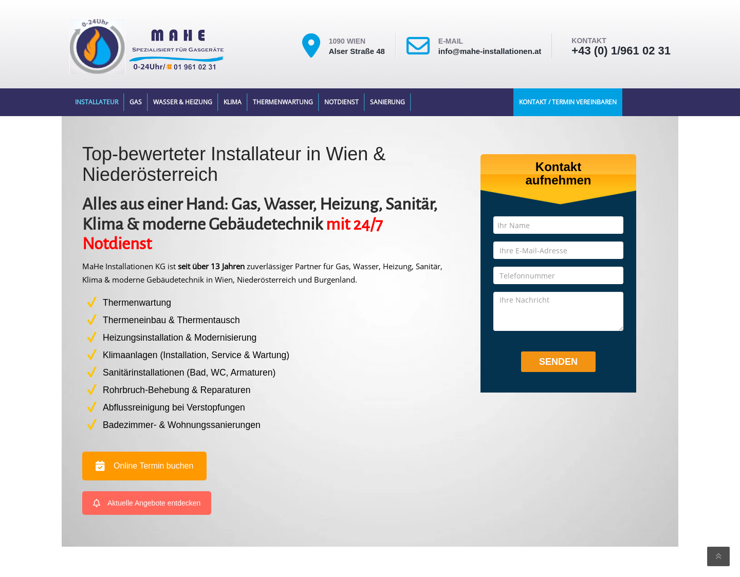 Aktuelle Website-Vorschau von MaHe Installationen KG