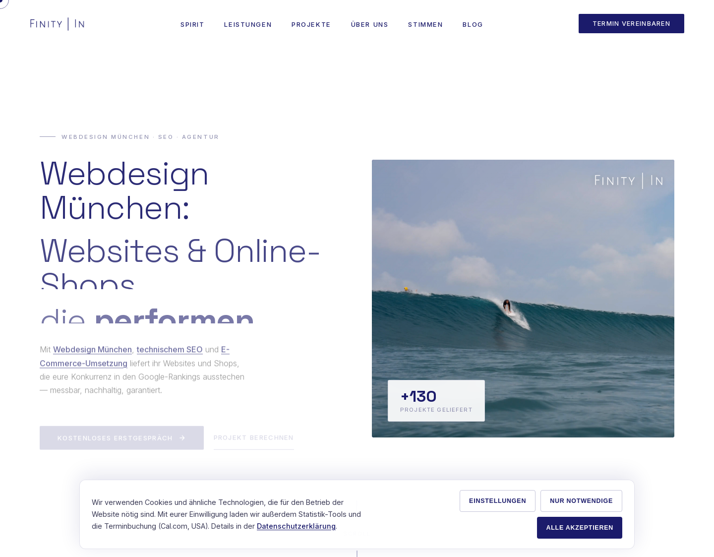 Aktuelle Website-Vorschau von Finity In