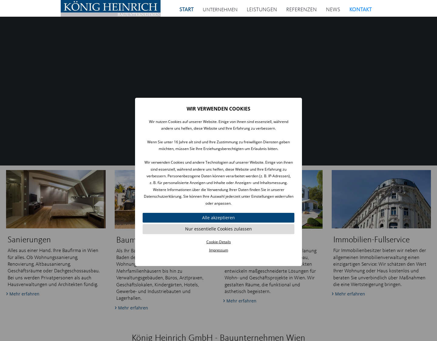 Aktuelle Website-Vorschau von König Heinrich Bauunternehmen GmbH