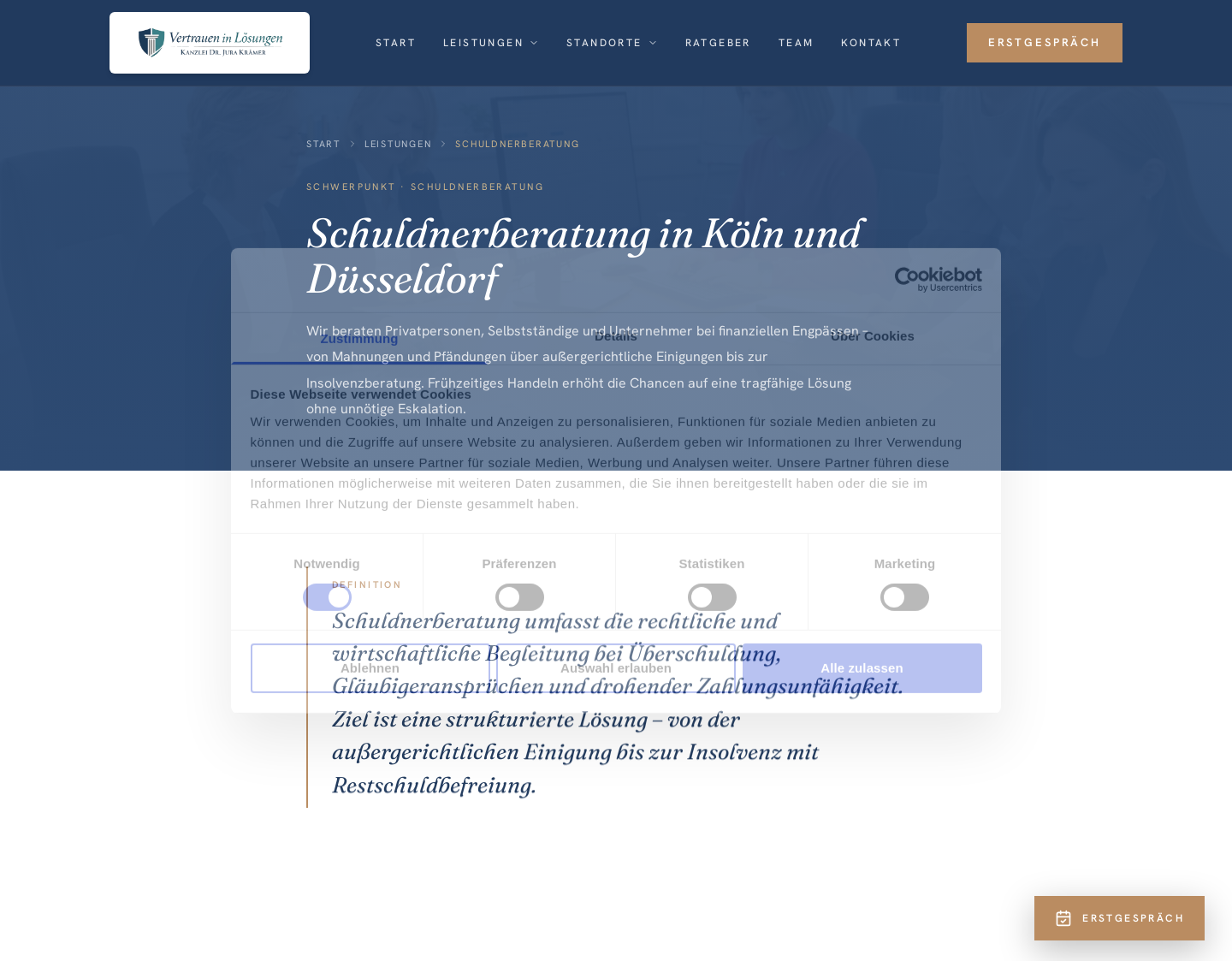 Aktuelle Website-Vorschau von Schuldnerberatung in Köln
