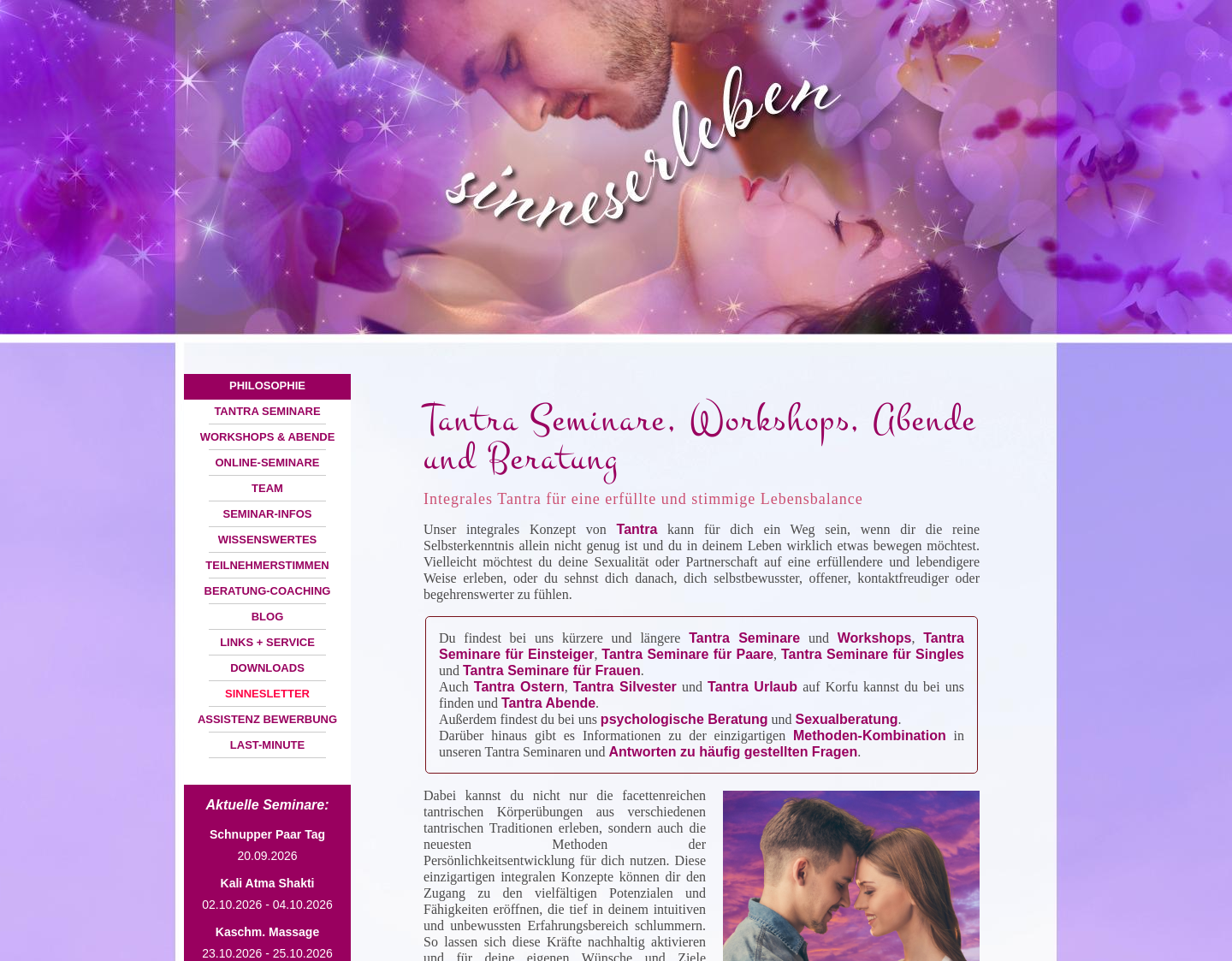 Aktuelle Website-Vorschau von sinneserleben