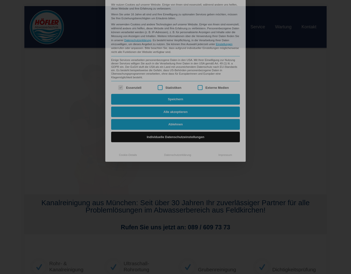 Aktuelle Website-Vorschau von Höfler GmbH Abwasserdienst