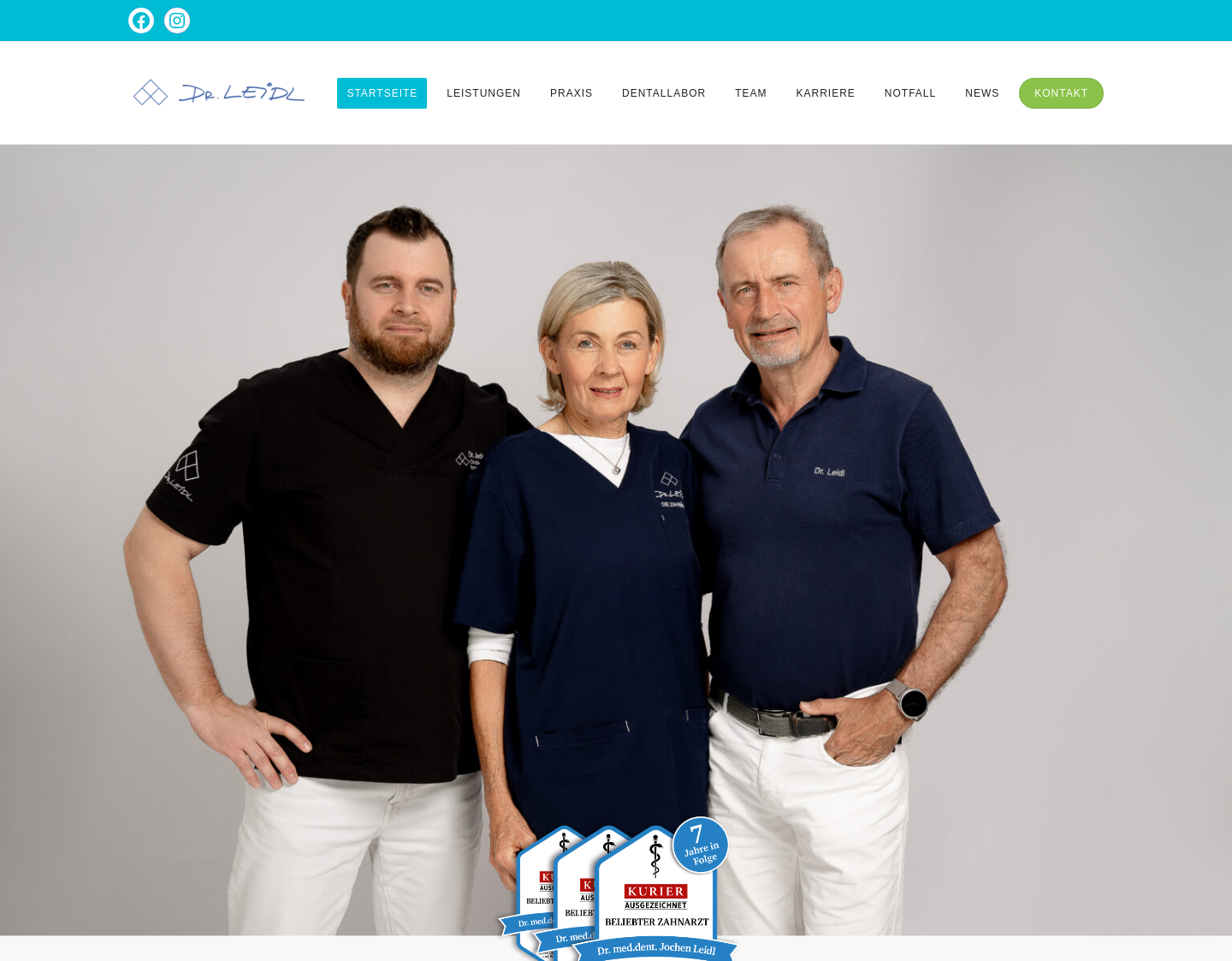 Aktuelle Website-Vorschau von Dr. Leidl - Die Zahnärzte
