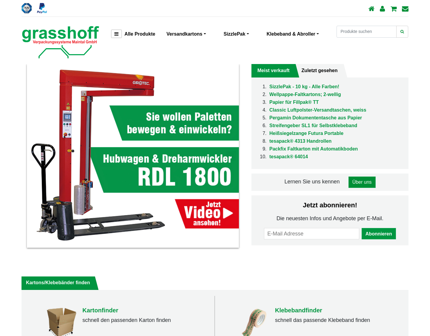Aktuelle Website-Vorschau von Grasshoff Verpackungssysteme Maintal GmbH
