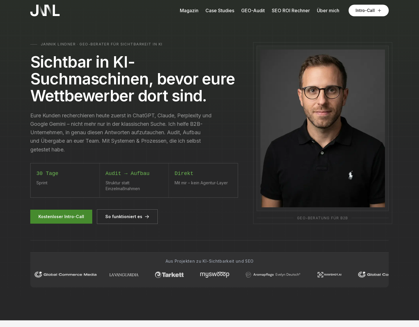 Aktuelle Website-Vorschau von Jannik Lindner Online Marketing
