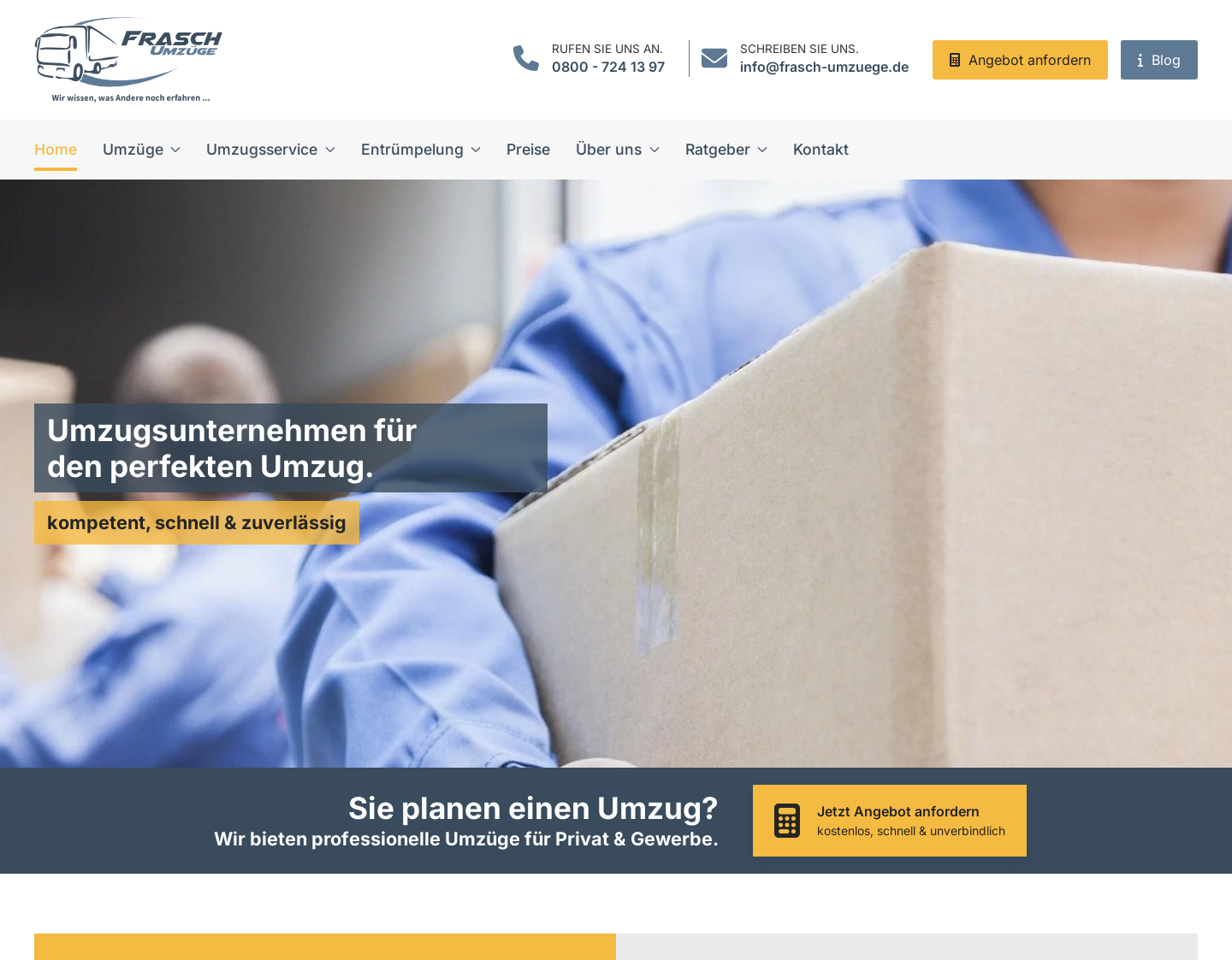 Aktuelle Website-Vorschau von Frasch Umzüge
