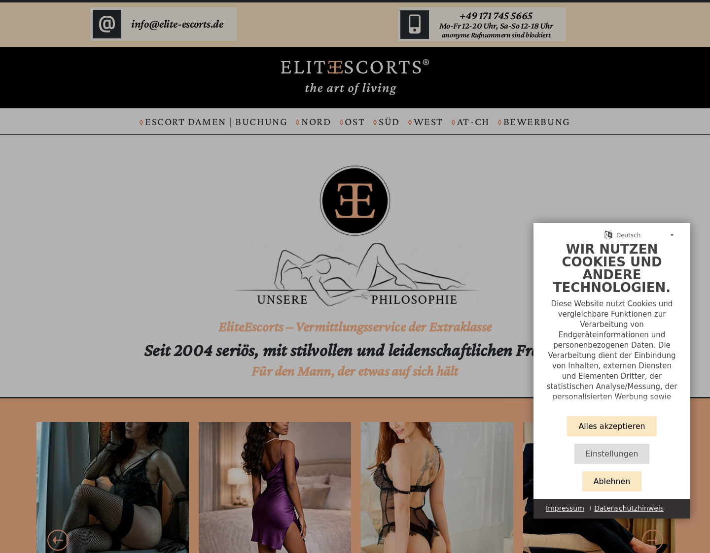 Aktuelle Website-Vorschau von Elite Escorts