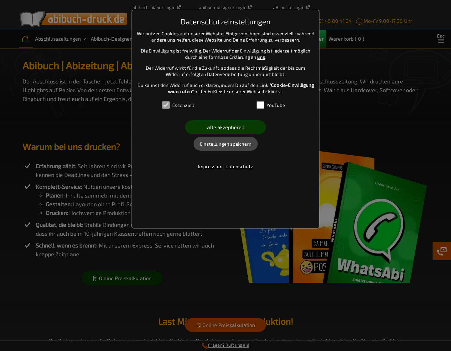 Aktuelle Website-Vorschau von Abibuch Druckerei