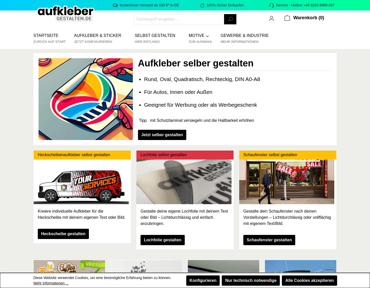 Aktuelle Website-Vorschau von Aufkleber & Etiketten