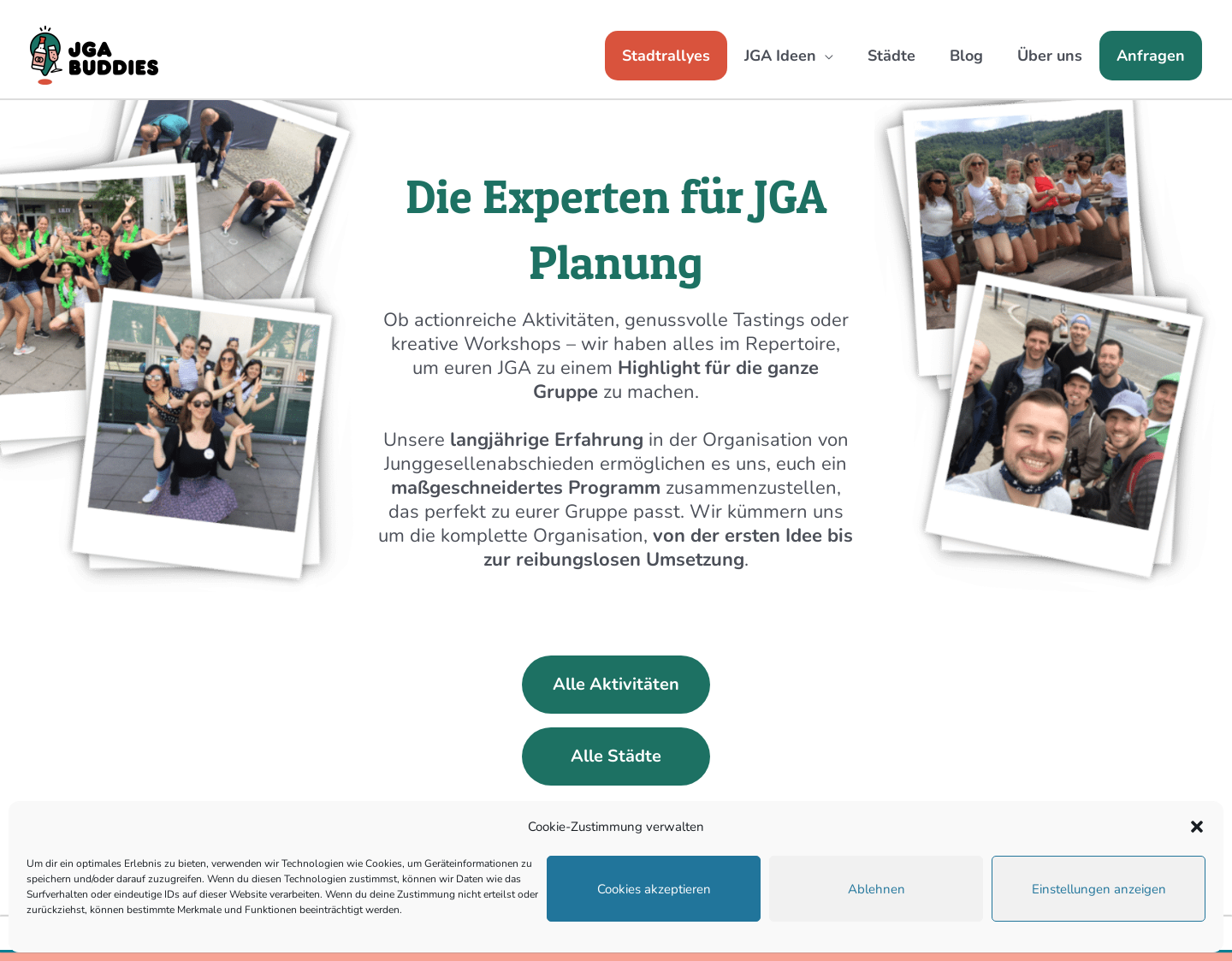 Aktuelle Website-Vorschau von JGA Buddies