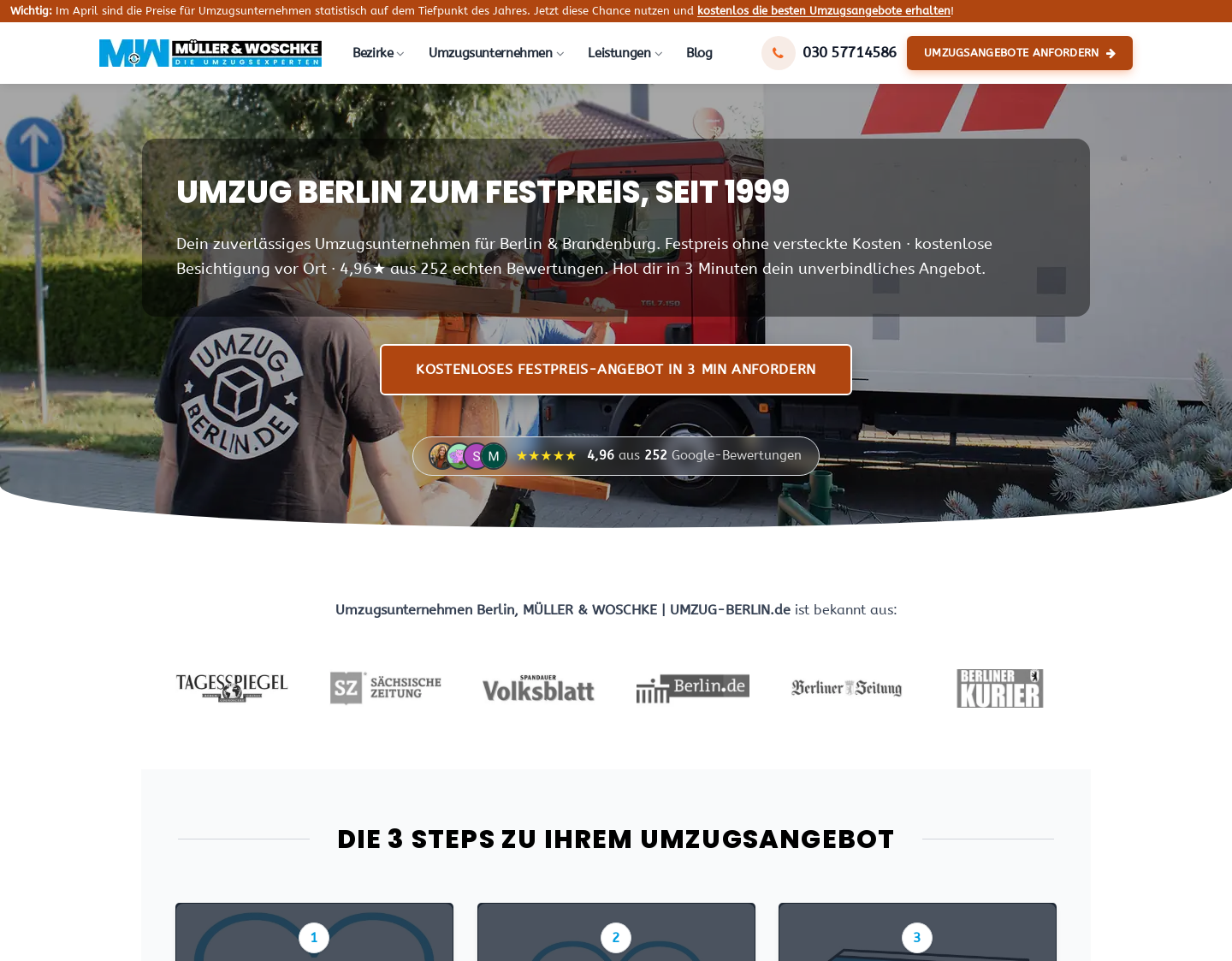 Aktuelle Website-Vorschau von Umzug Berlin
