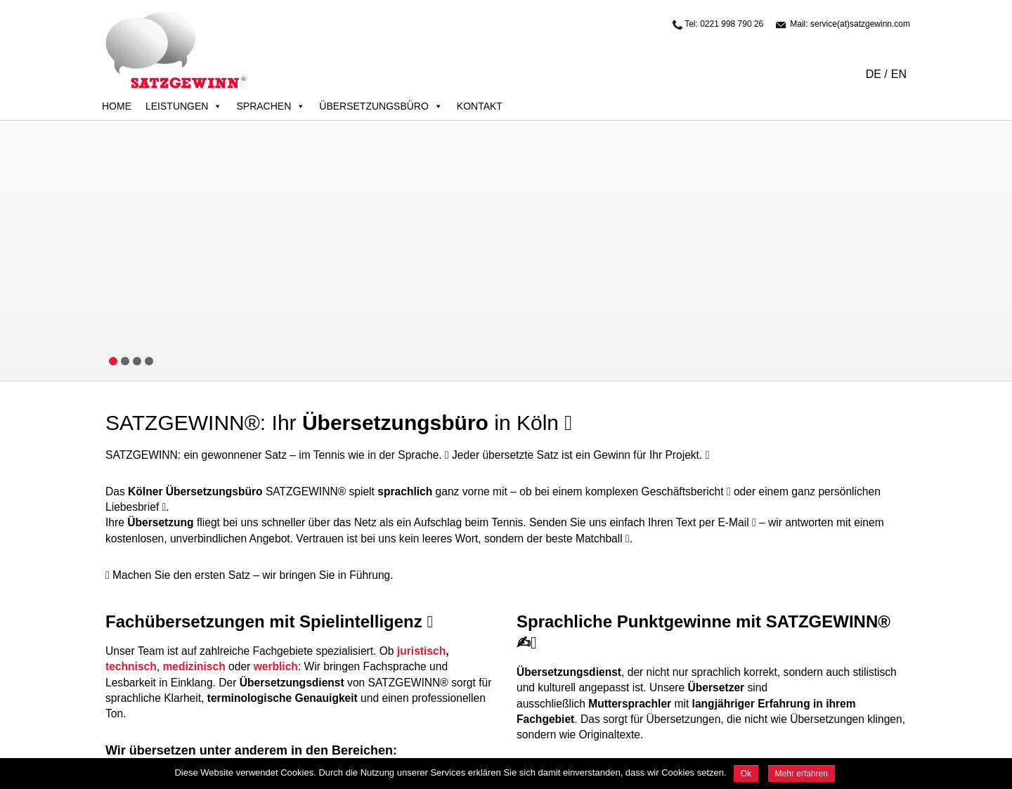 Aktuelle Website-Vorschau von Übersetzungsbüro Satzgewinn