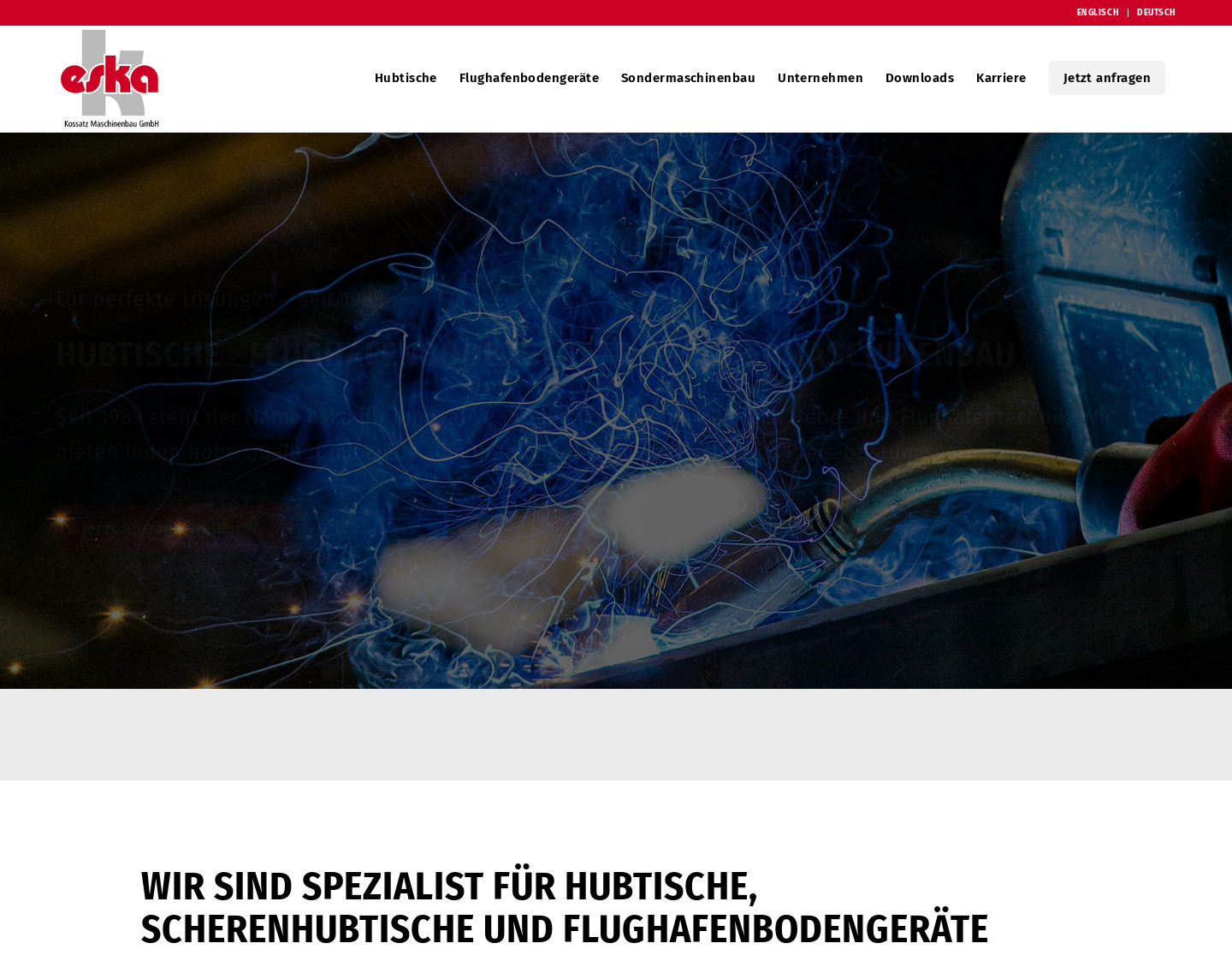 Aktuelle Website-Vorschau von Maschinenbau - eska Kossatz GmbH