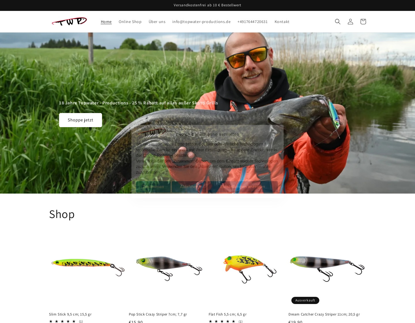 Aktuelle Website-Vorschau von Angeln mit Oberflächenködern