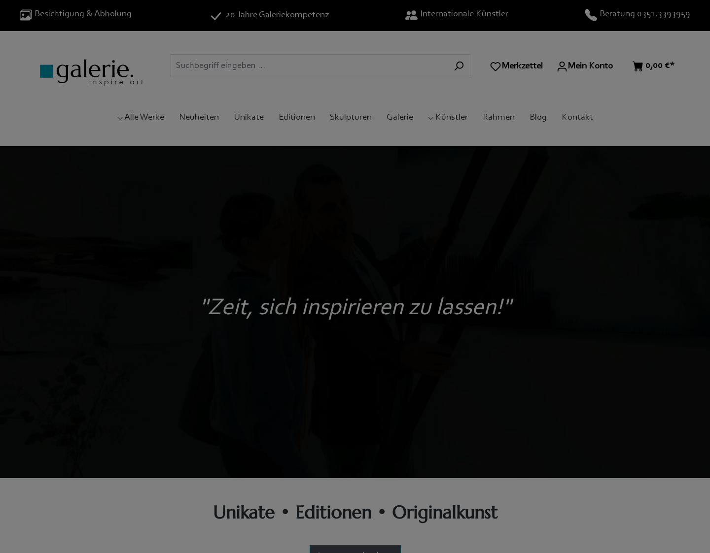 Aktuelle Website-Vorschau von Galerie Inspire Art