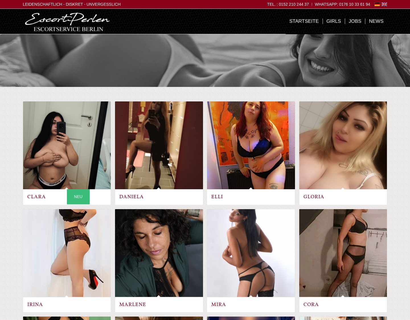 Aktuelle Website-Vorschau von Escortservice Berlin - Escortperlen