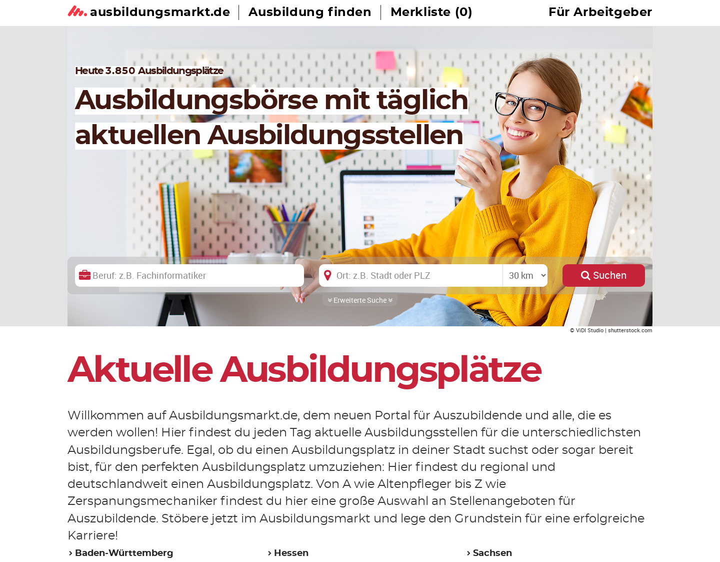 Aktuelle Website-Vorschau von Ausbildungsmarkt