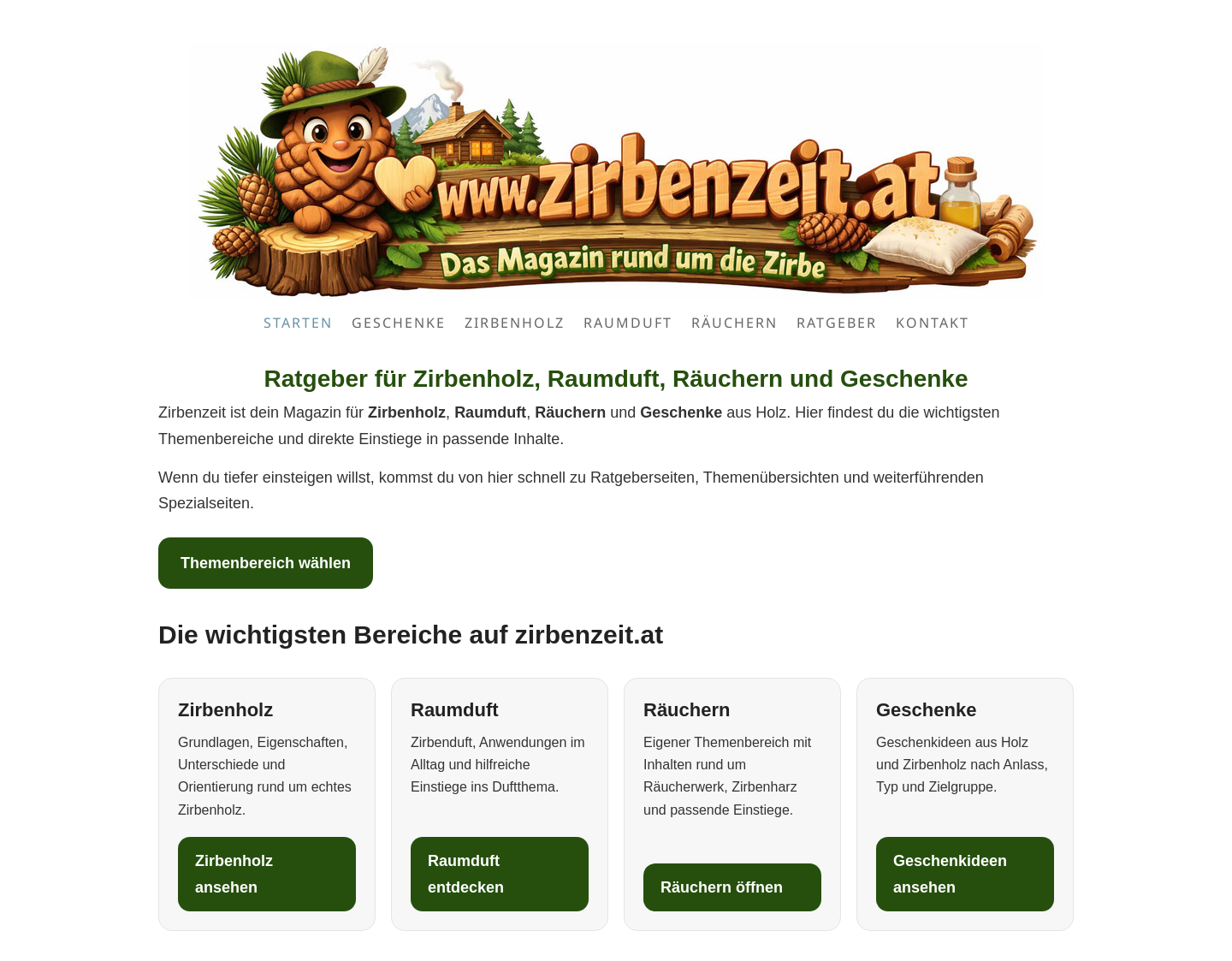 Aktuelle Website-Vorschau von Zirbenkissen selber machen