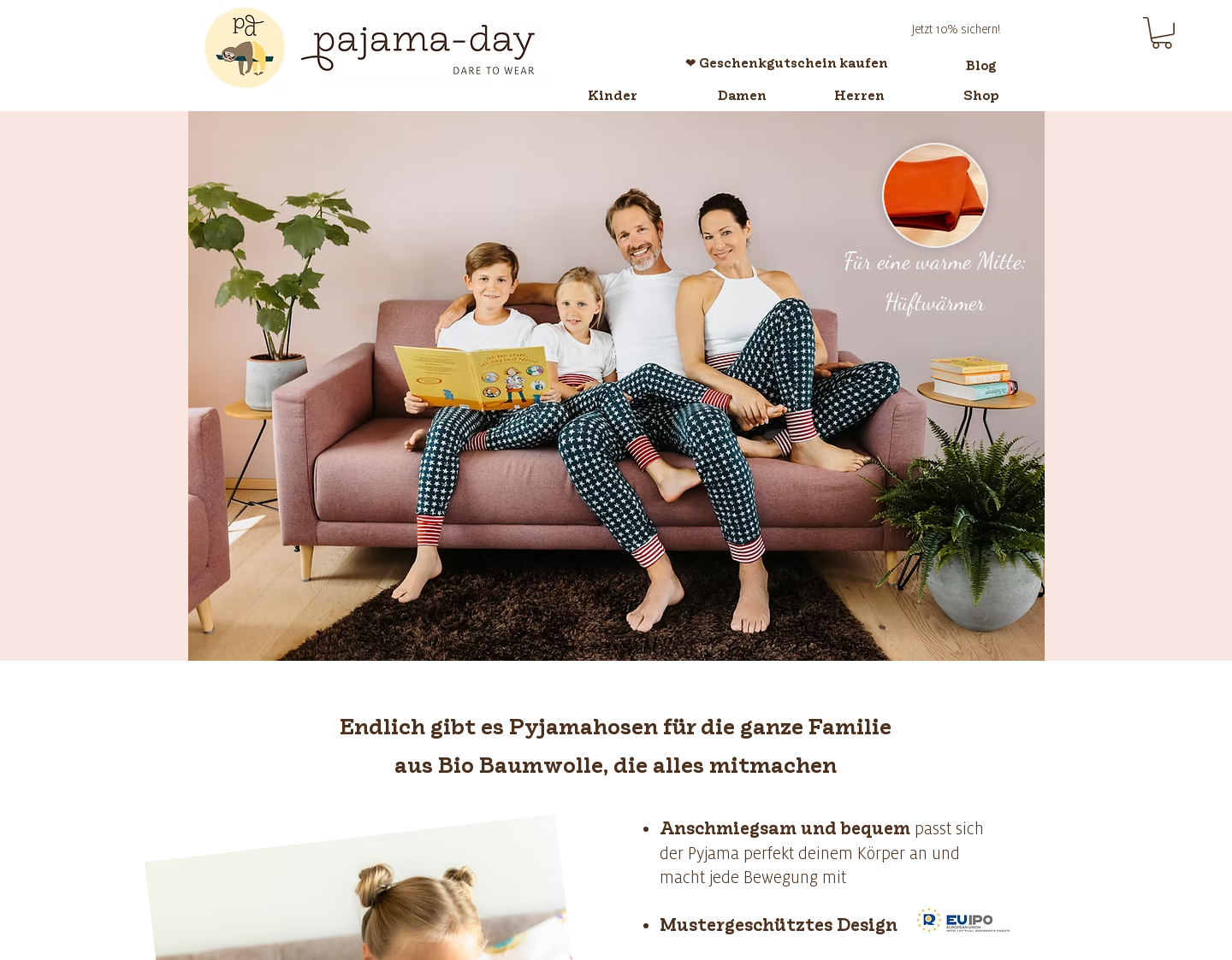 Aktuelle Website-Vorschau von Kinderpyjamas Online Shop