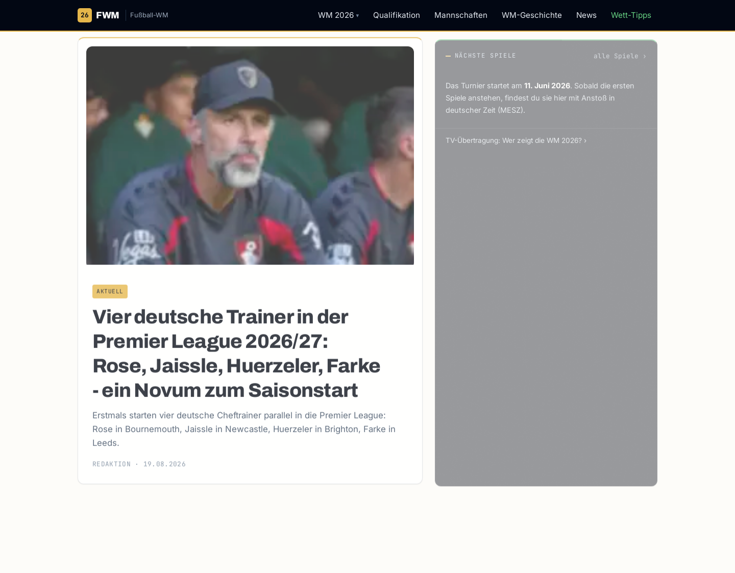 Aktuelle Website-Vorschau von Fussball Weltmeisterschaft