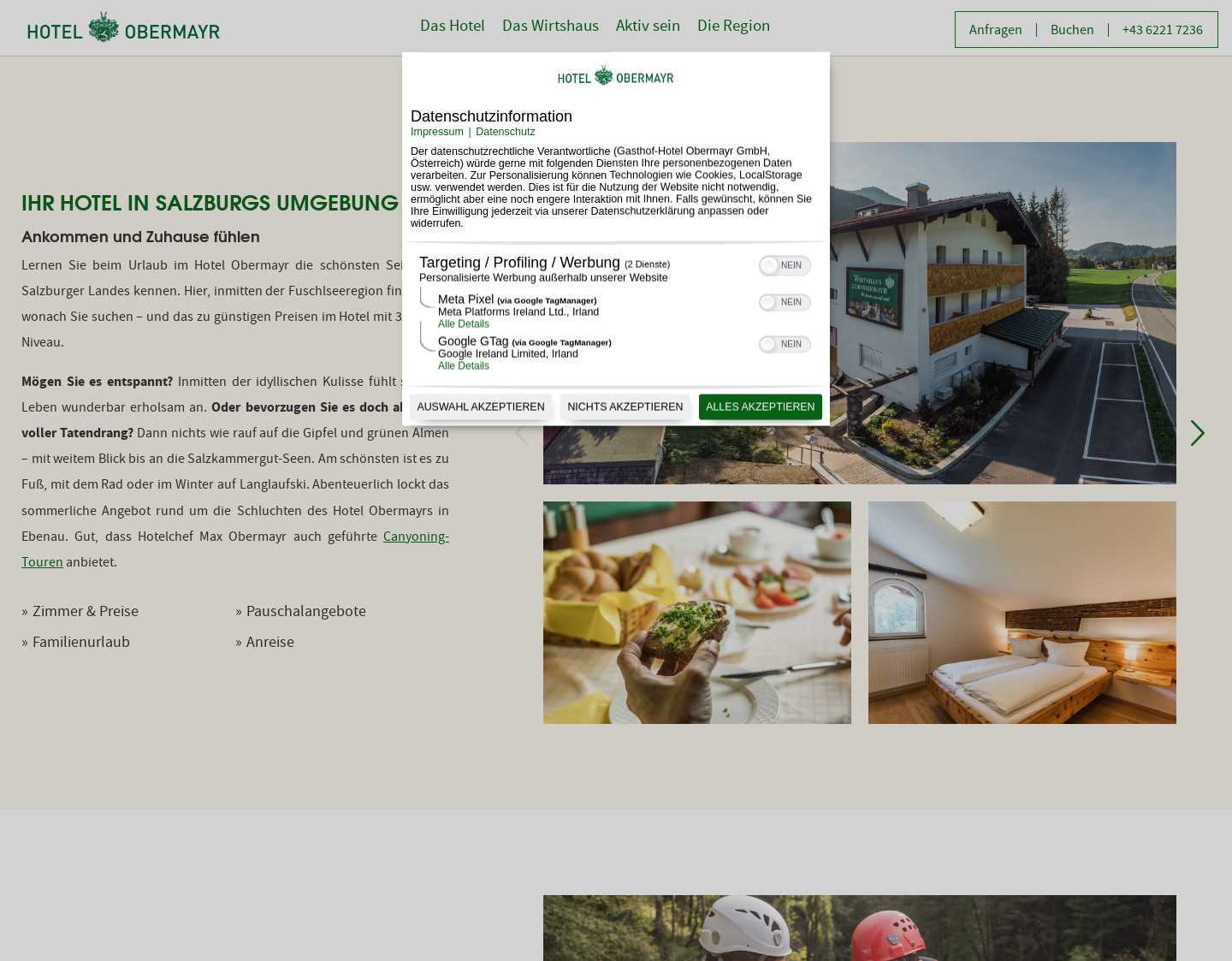Aktuelle Website-Vorschau von Hotel Obermayr