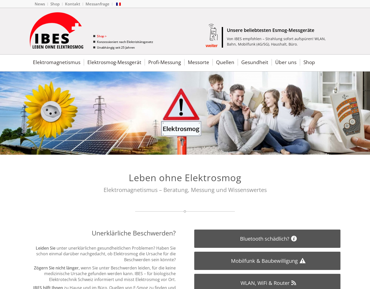 Aktuelle Website-Vorschau von IBES - Institut für biologische Elektrotechnik
