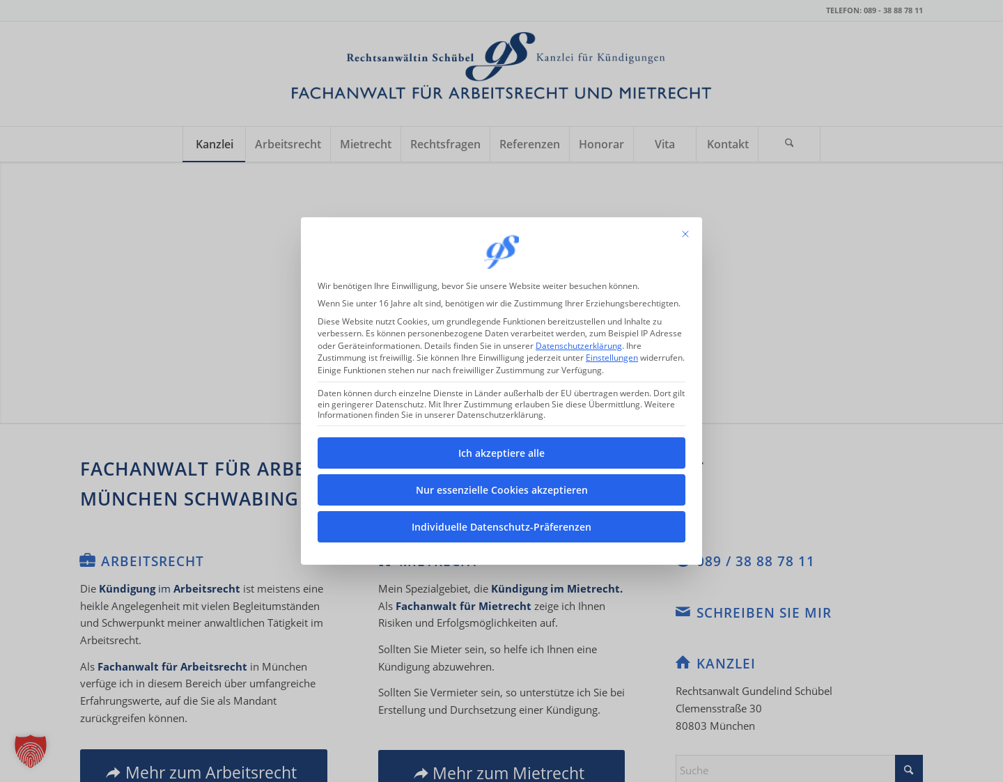 Aktuelle Website-Vorschau von Rechtsanwalt Schübel - Kanzlei für Kündigungen
