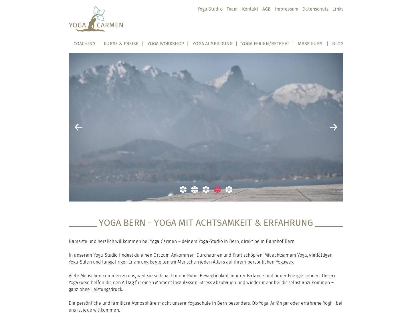 Aktuelle Website-Vorschau von Yoga Ferien bei Yoga Carmen