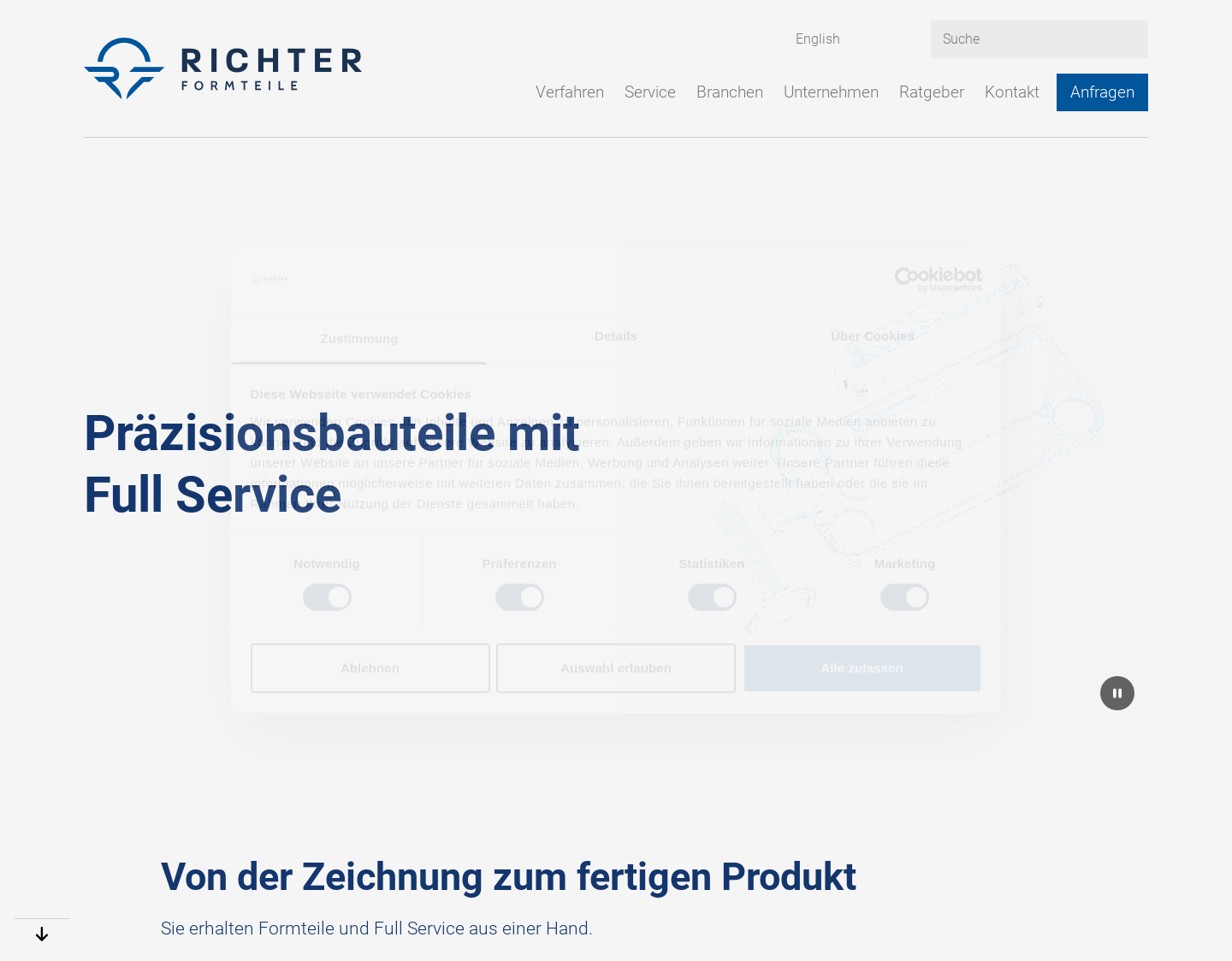 Aktuelle Website-Vorschau von Richter Formteile GmbH