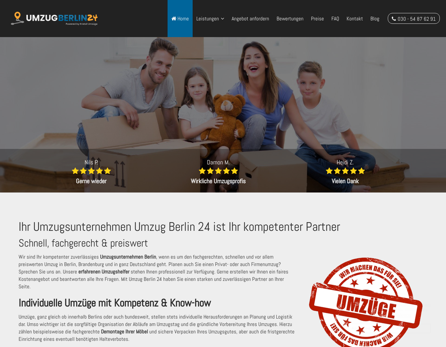 Aktuelle Website-Vorschau von Umzugsunternehmen Berlin