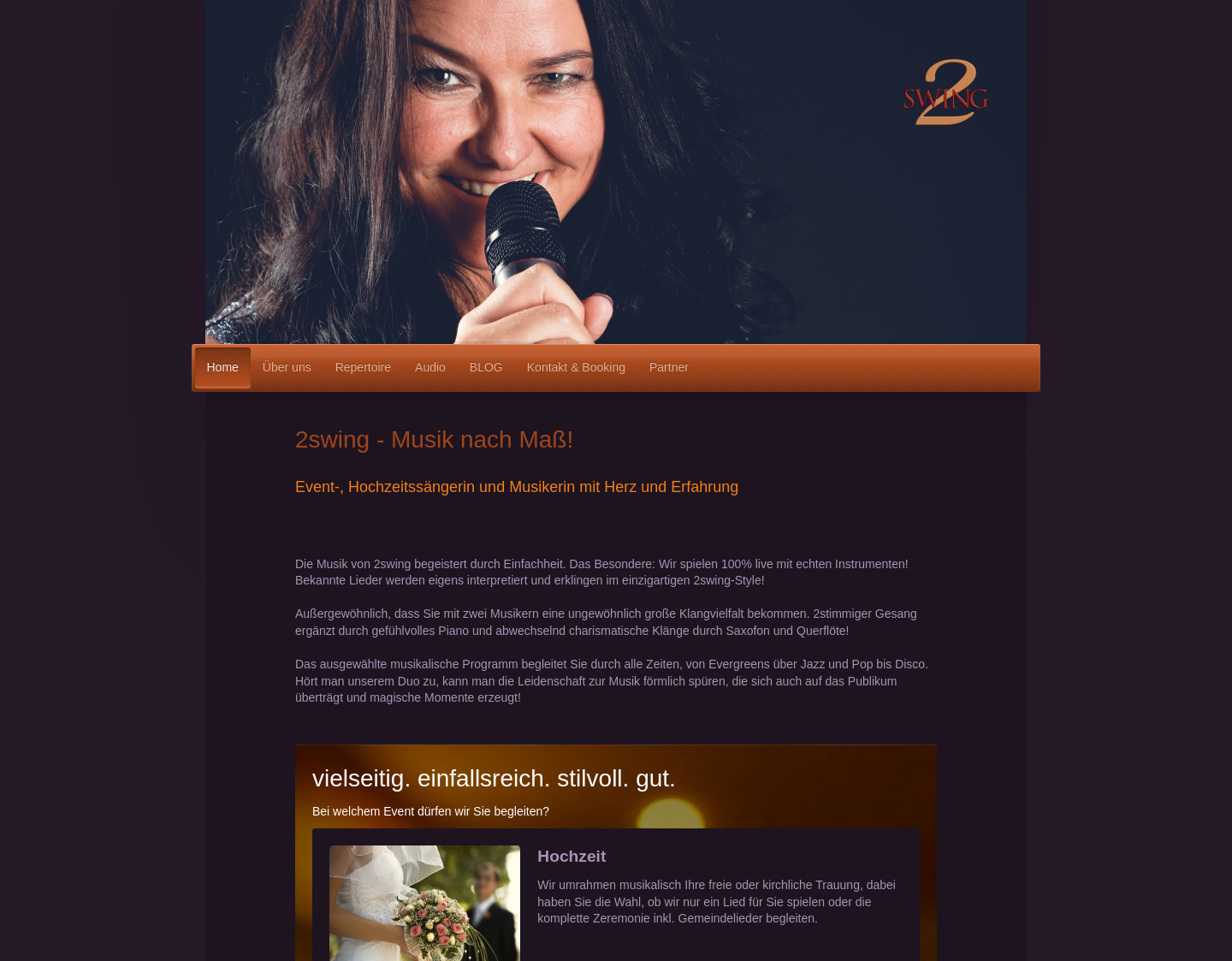 Aktuelle Website-Vorschau von 2Swing ? Sängerin mit Pianist und Saxophon