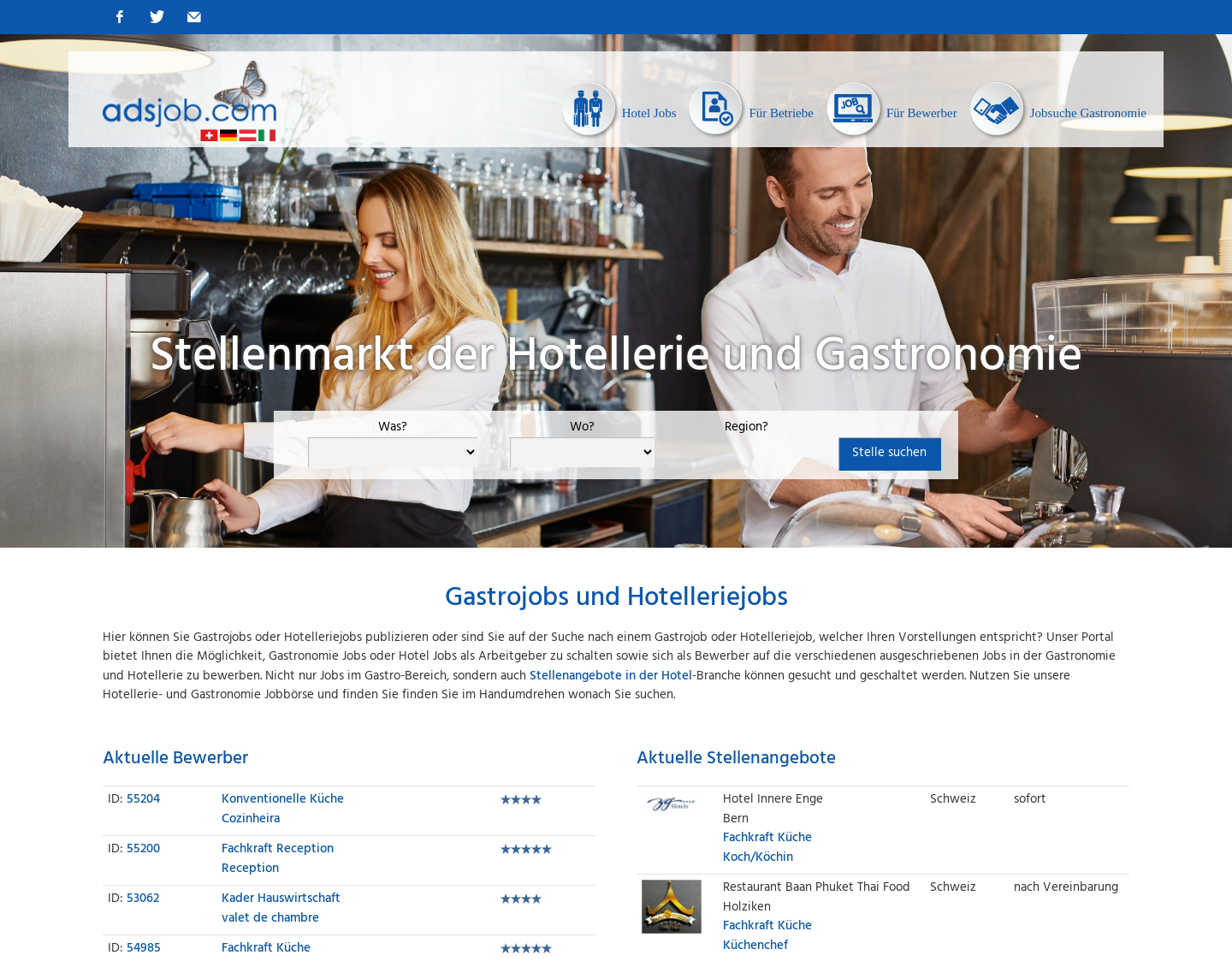 Aktuelle Website-Vorschau von Gastro A.Walser GmbH