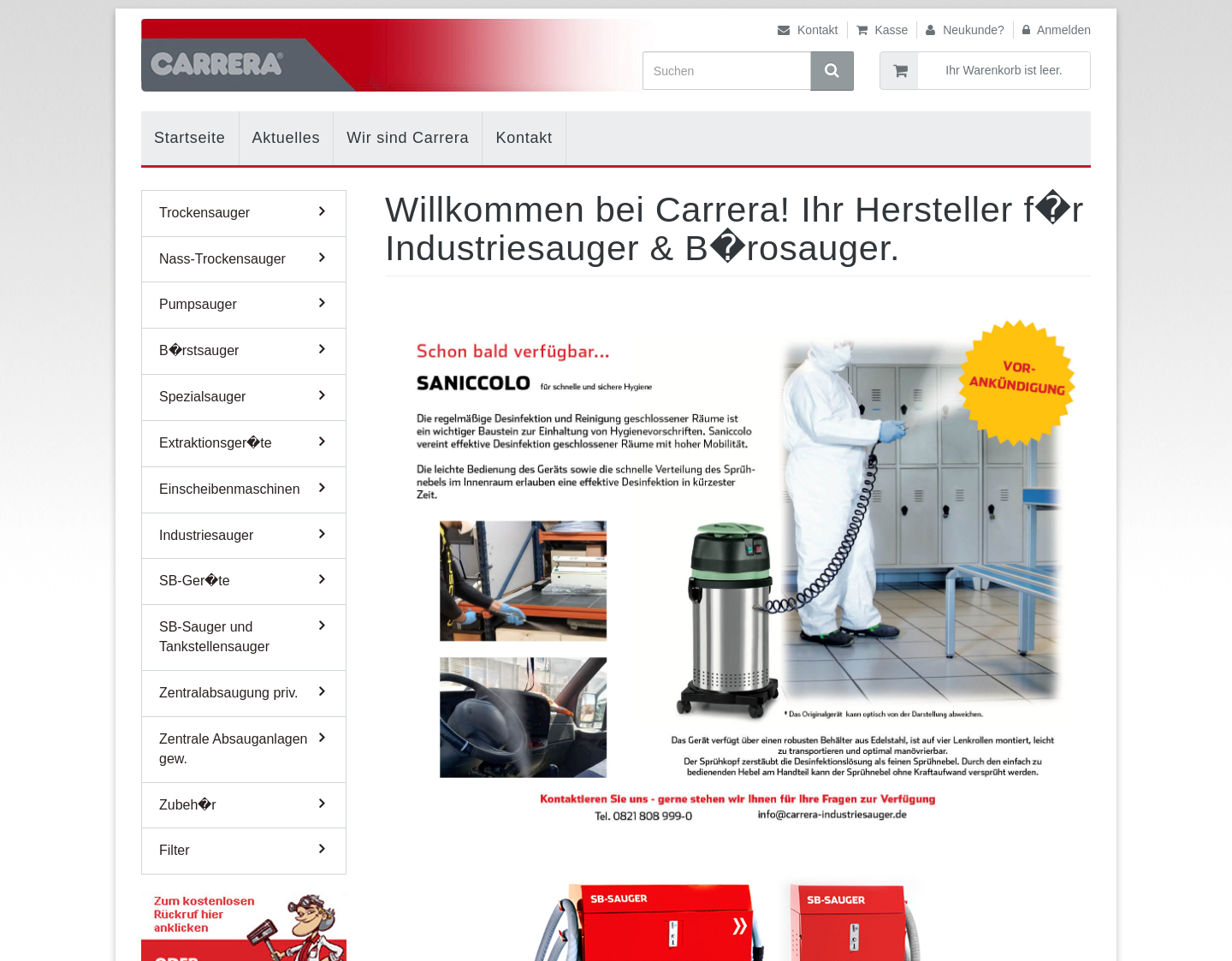 Aktuelle Website-Vorschau von Carrera Apparatebau GmbH & Co. KG