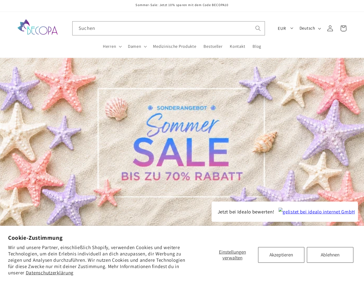 Aktuelle Website-Vorschau von Becopa - Parfüm für Sie und Ihn