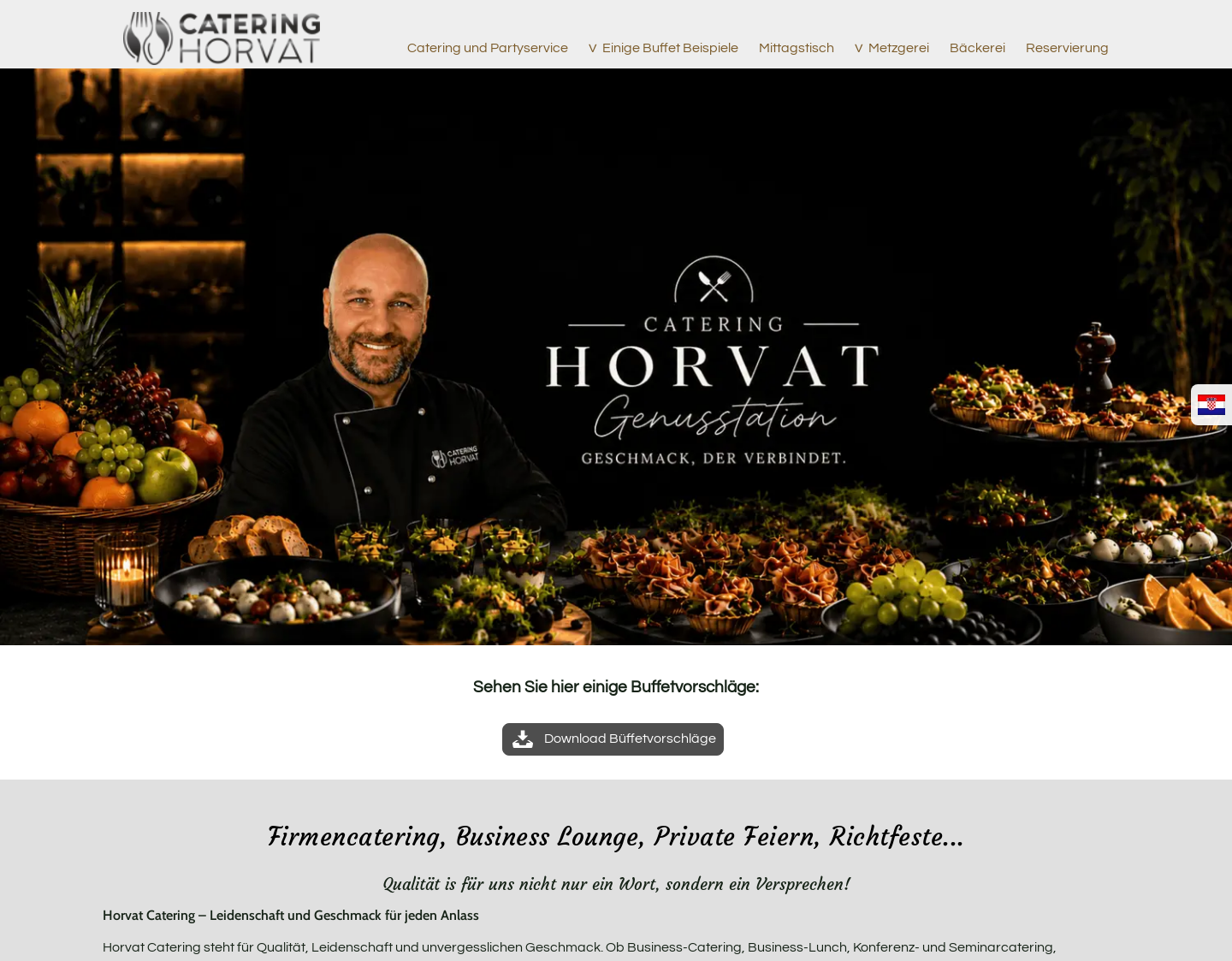 Aktuelle Website-Vorschau von Catering und Partyservice Horvat