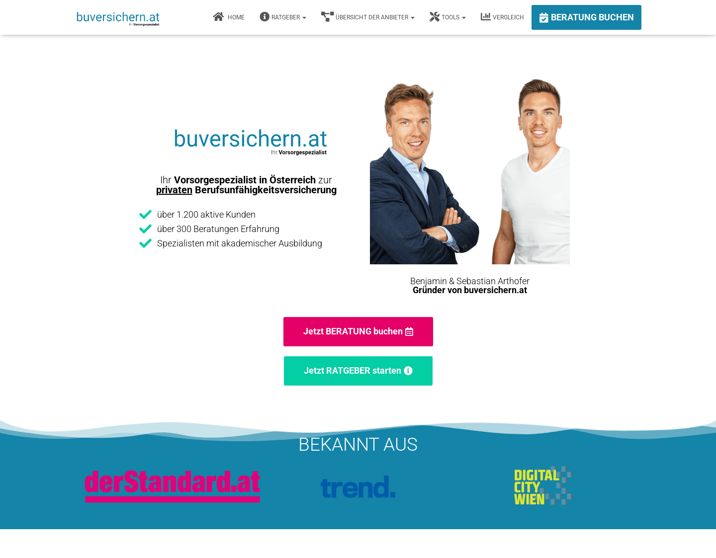 Aktuelle Website-Vorschau von buversichern - Ihr Vorsorgespezialist zur Beruf