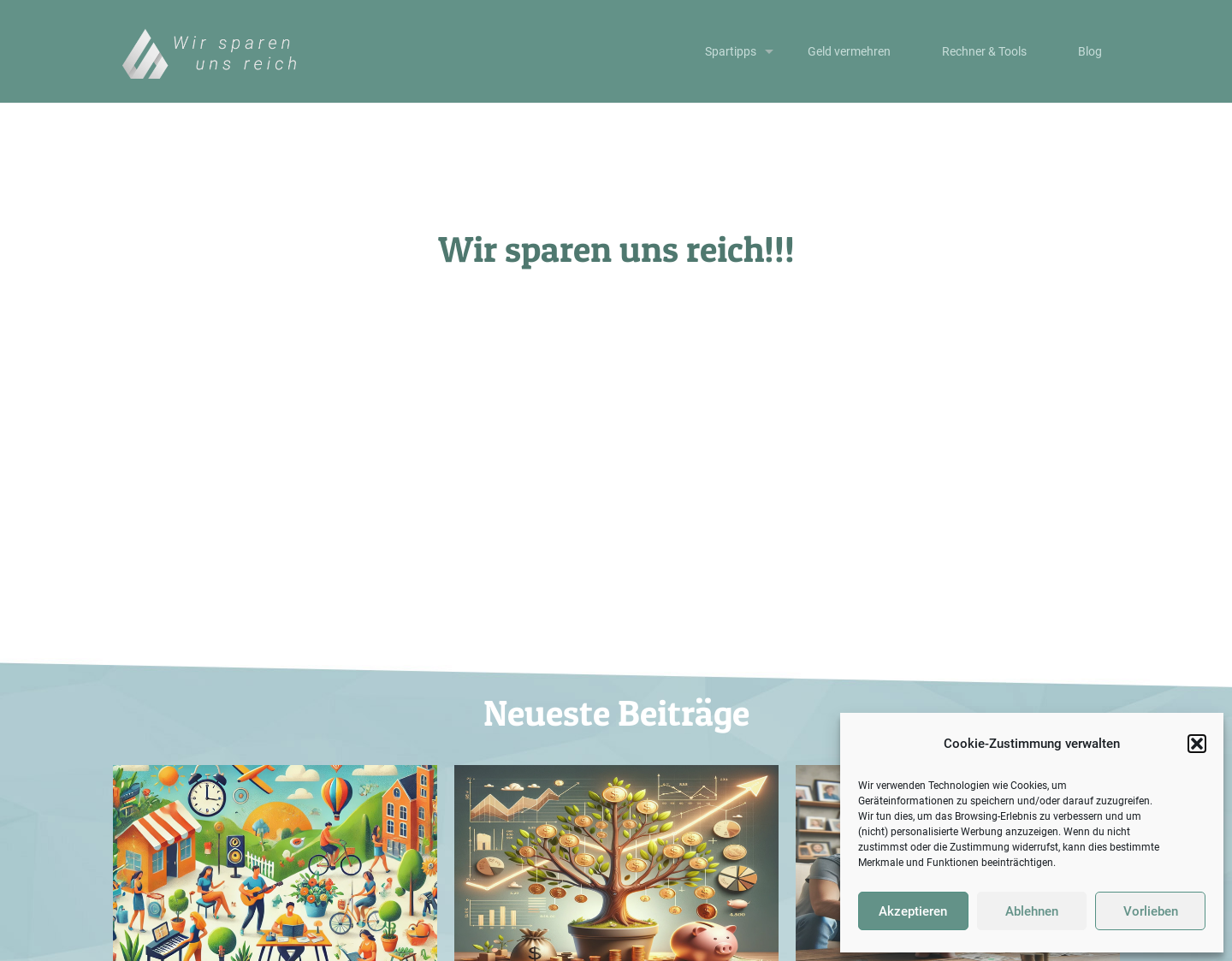 Aktuelle Website-Vorschau von Wir sparen uns reich