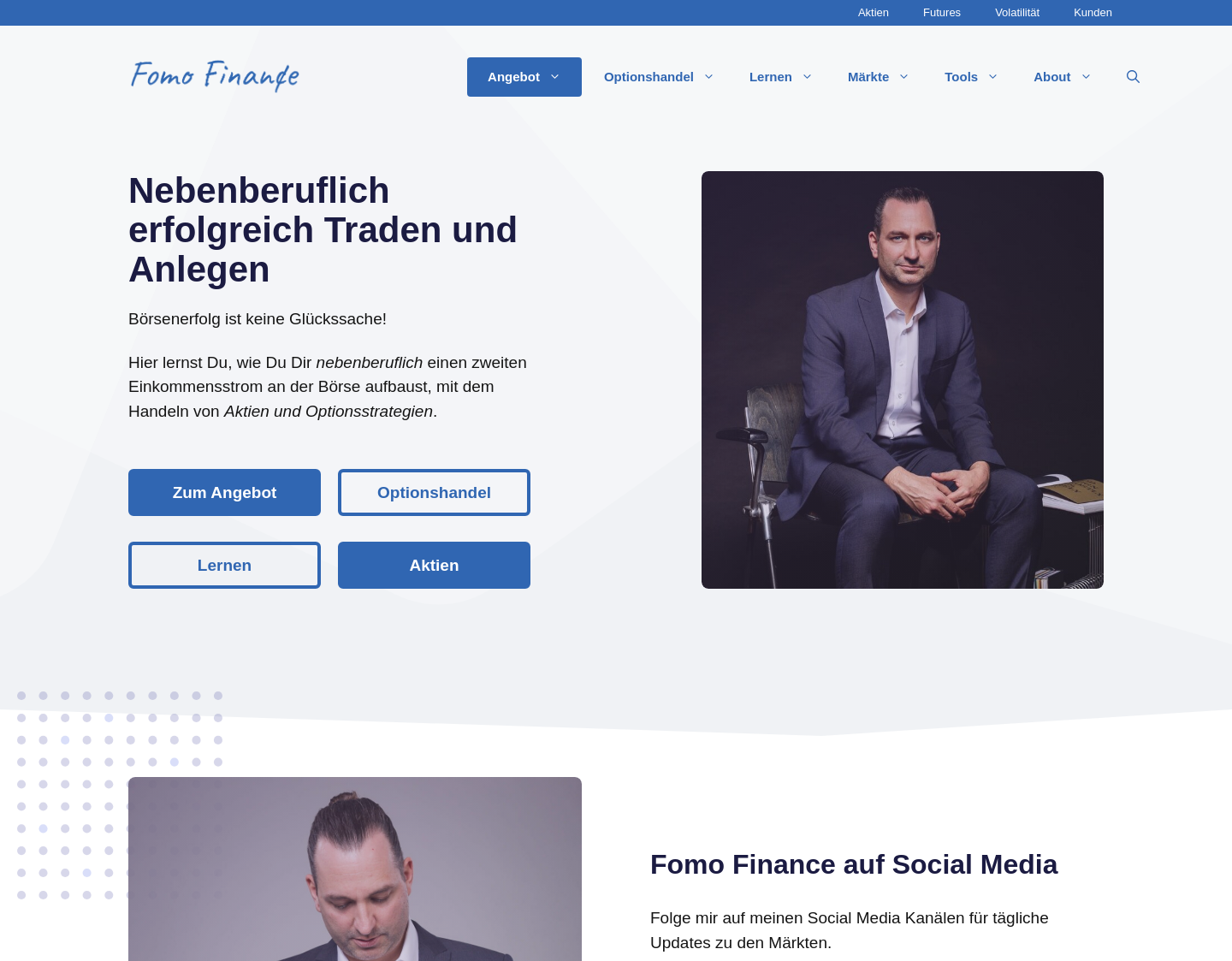 Aktuelle Website-Vorschau von Lerninhalte im Bereich Traden und Investieren