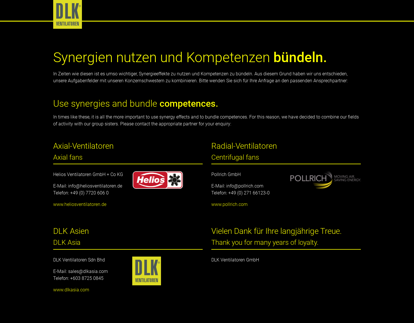 Aktuelle Website-Vorschau von DLK Ventilatoren GmbH