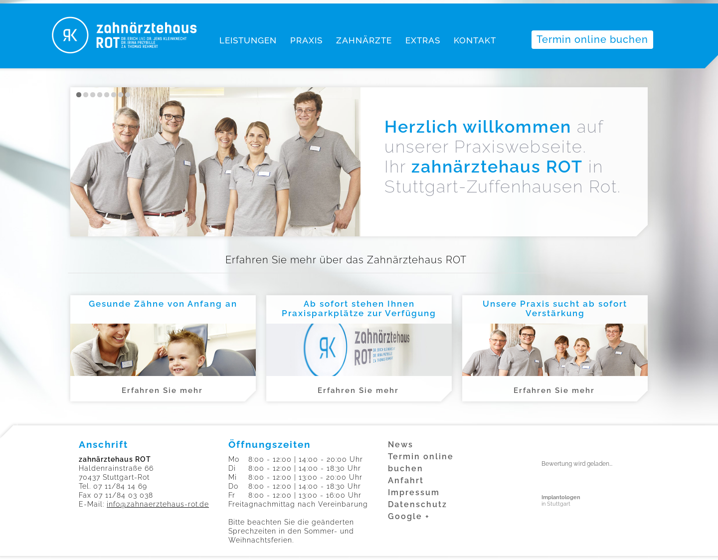 Aktuelle Website-Vorschau von Zahnärztehaus ROT