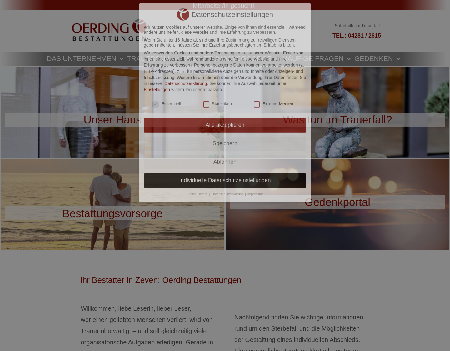 Aktuelle Website-Vorschau von Oerding Bestattungen
