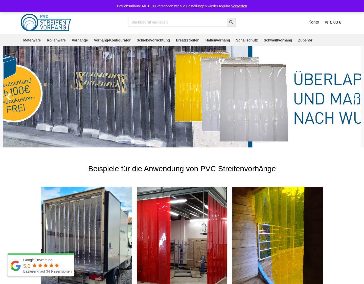 Aktuelle Website-Vorschau von PVC Streifen-Vorhang