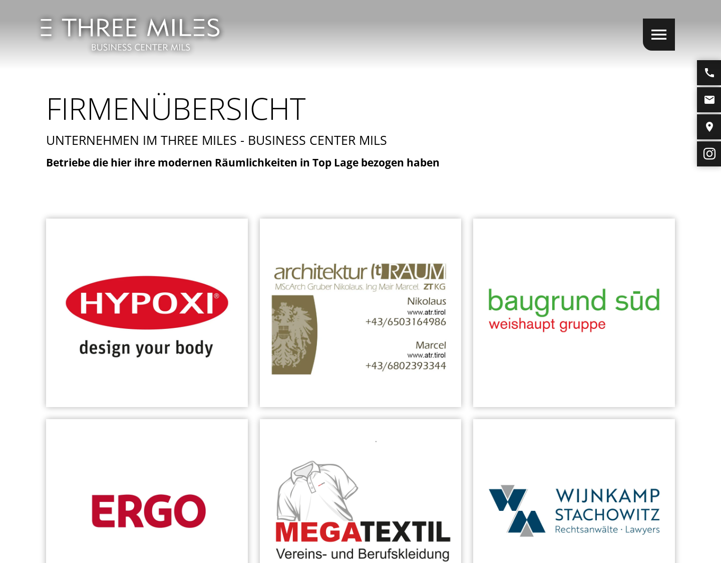 Aktuelle Website-Vorschau von Business Center Mils bei Imst