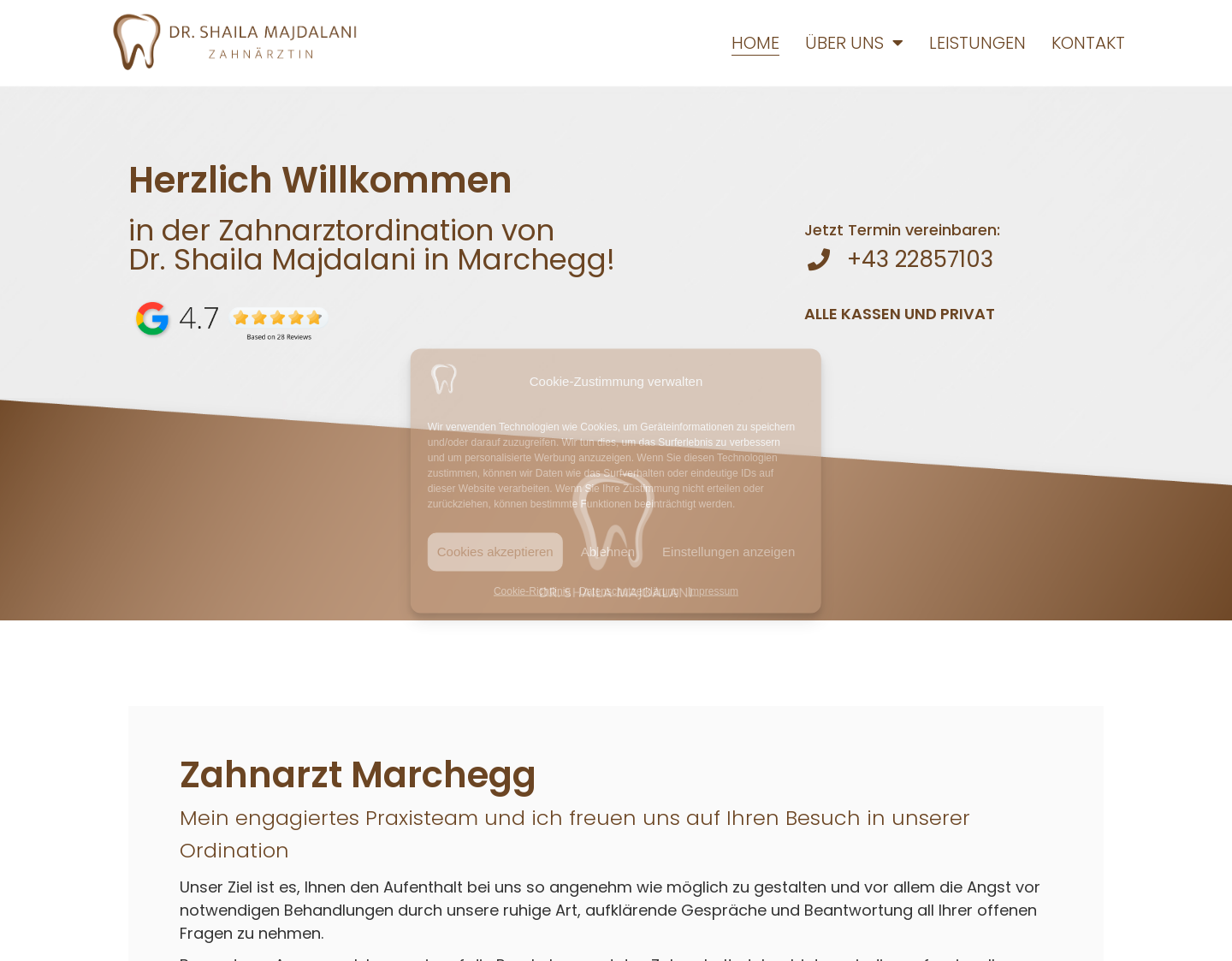 Aktuelle Website-Vorschau von Shaila Majdalani - Zahnarzt Marchegg