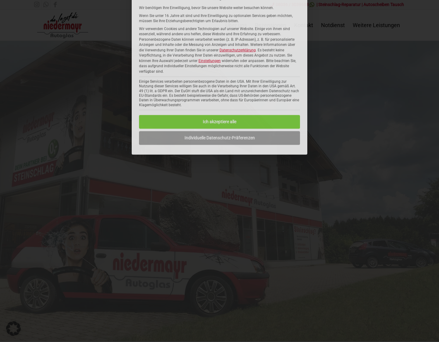 Aktuelle Website-Vorschau von Niedermayr Autoglas GmbH