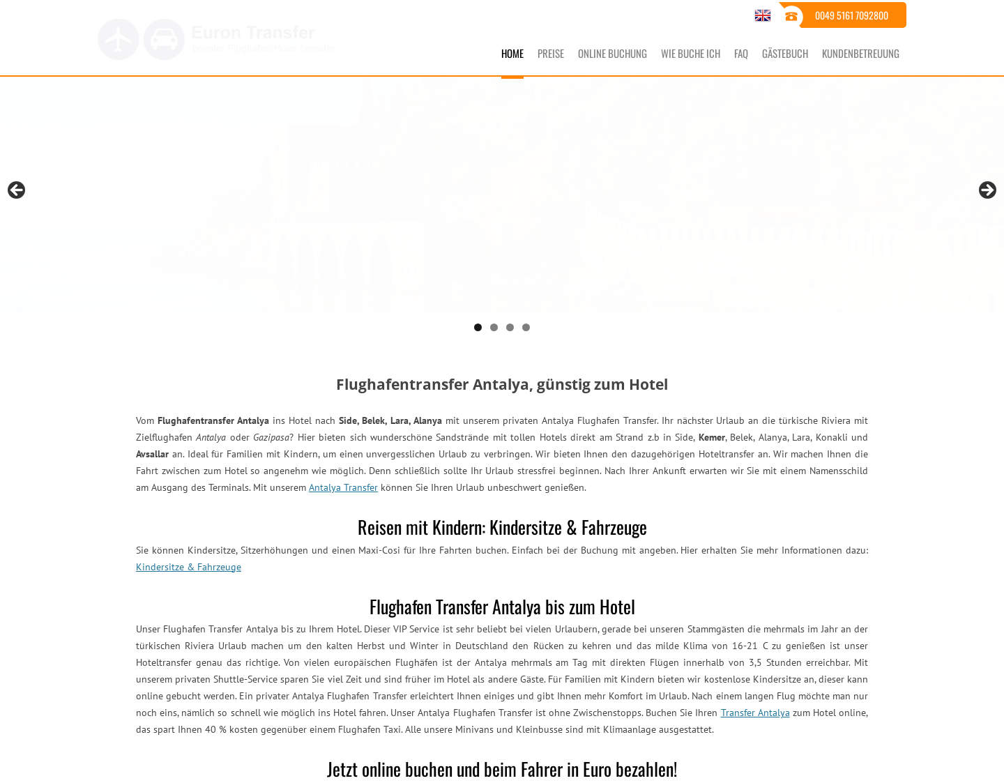 Aktuelle Website-Vorschau von Antalya Flughafen Transfer