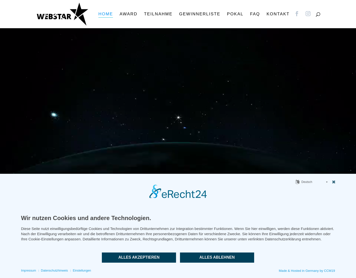 Aktuelle Website-Vorschau von WEBSTAR AWARD